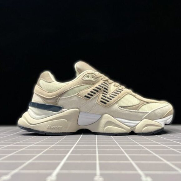 New Balance 9060 Cream Running Shoes - Picture 2 of 6